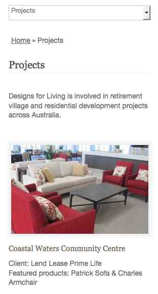 Designs for Living website - repsonsive design